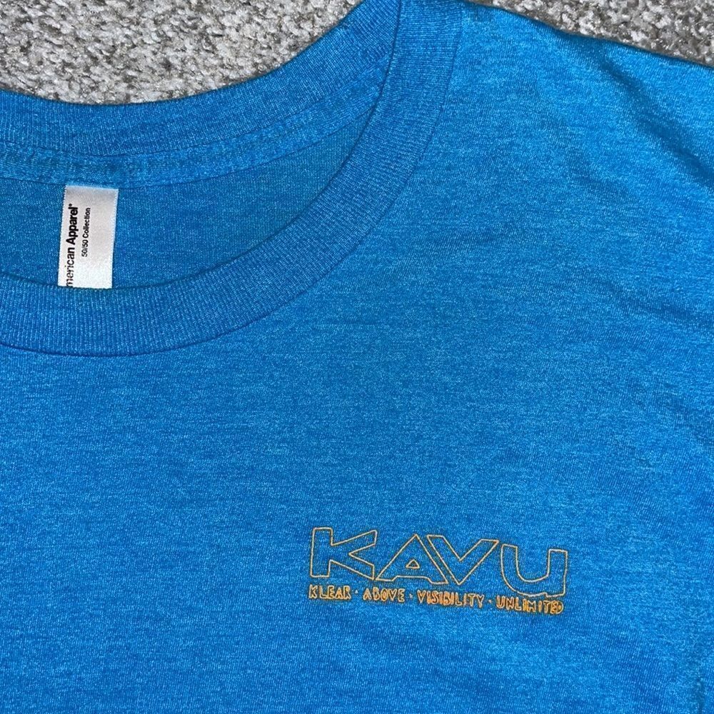 KAVU vintage blue men’s PanW American Apparel SS Trail T shirt L men’s